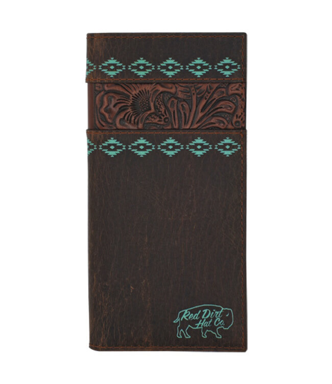 RED DIRT RODEO WALLET TOOLED ACCENT W/TURQUOISE DESIGN