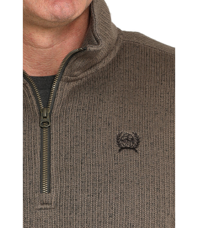 MWK1080017 BRN 1/4 Zip Sweater
