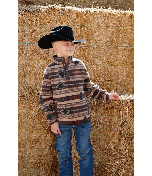 MWK7590020 BRN Snap Fleece Pullover