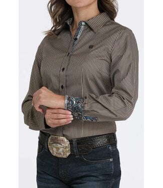 cinch MSW9165076 Ladies LS Stripe Brown
