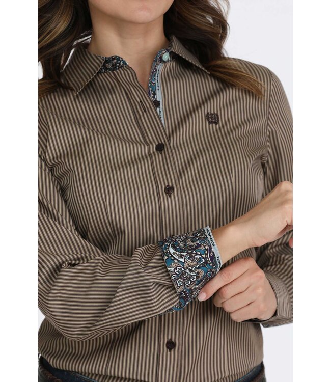 MSW9165076 Ladies LS Stripe Brown