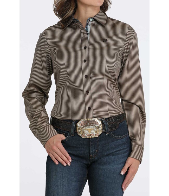 MSW9165076 Ladies LS Stripe Brown