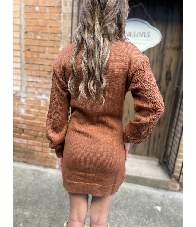 BWD2R07829 Aztec Sweater Dress Cables