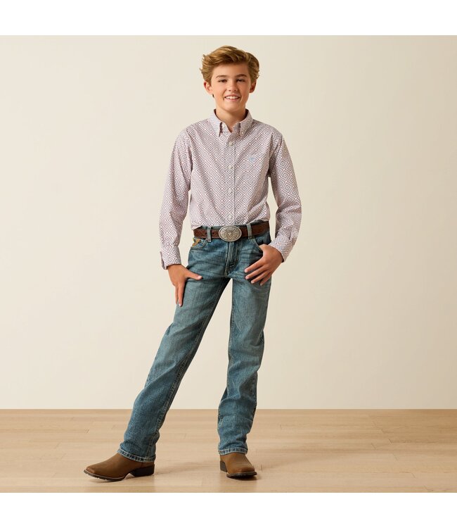 10071174 BOYS JAYSON LS SHRT WHT SWSTRN GEO PRT