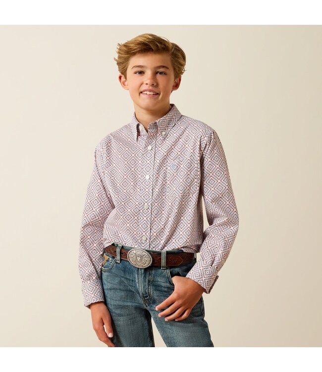 10071174 BOYS JAYSON LS SHRT WHT SWSTRN GEO PRT