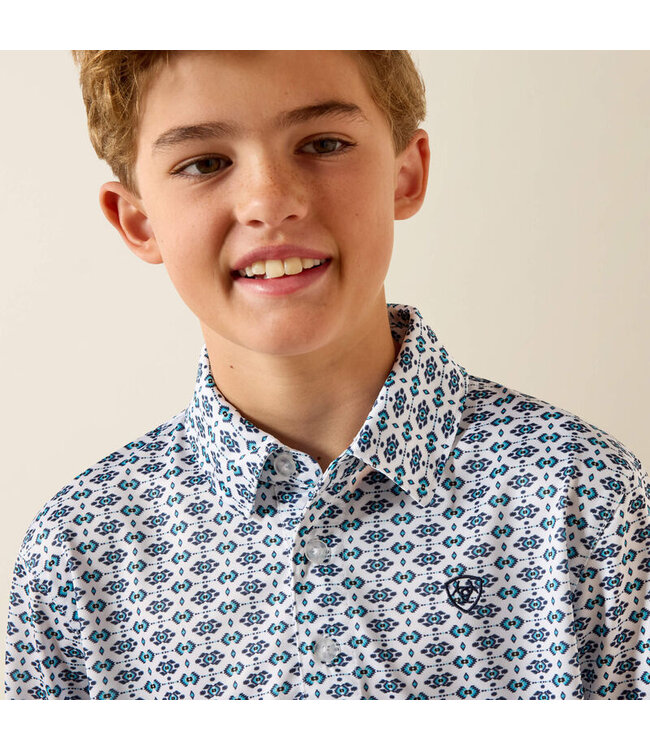 10071206 BOYS ALL OVER PRINT SS POLO WHT SW SPAC