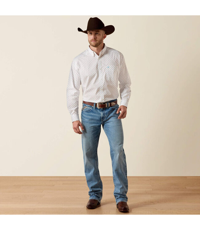 10071611 CASUAL SOUTHWEST GEO LS SHRT WHT
