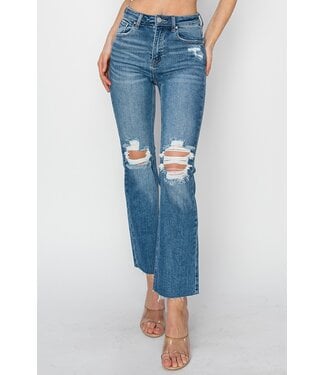 Risen High Rise Knee Distressed Ankle Jeans RDP5756