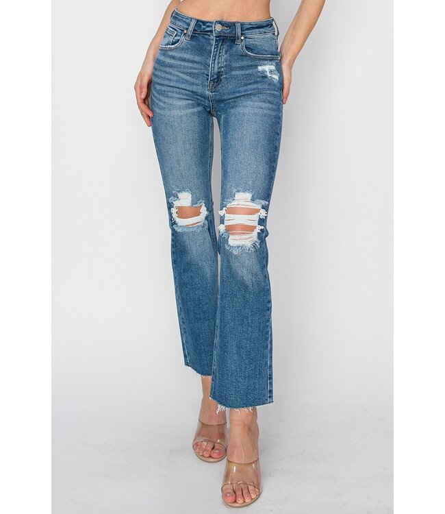 High Rise Knee Distressed Ankle Jeans RDP5756
