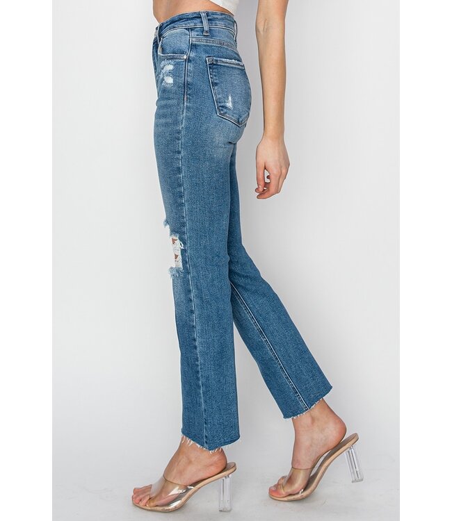 High Rise Knee Distressed Ankle Jeans RDP5756