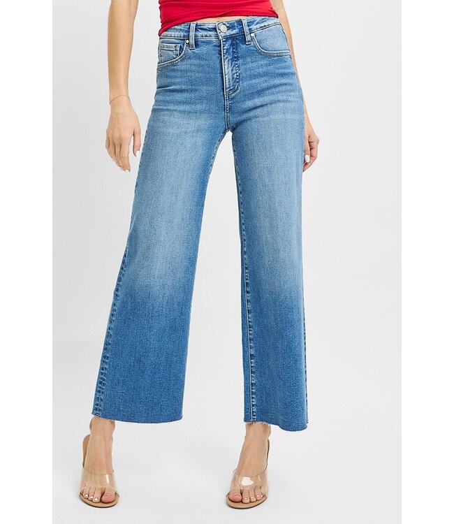 Tummy Control High Rise Crop Wide Leg Jeans RDP5954