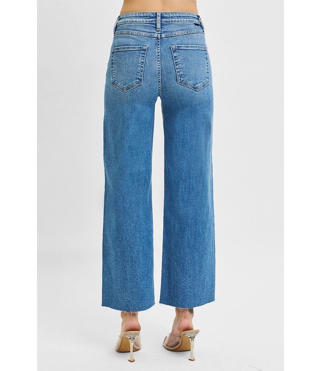 Tummy Control High Rise Crop Wide Leg Jeans RDP5954