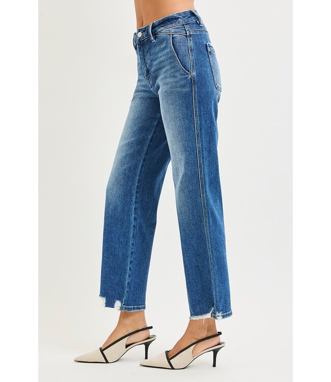 High Rise Ankle Straight Distressed Hem Detail PSA21464