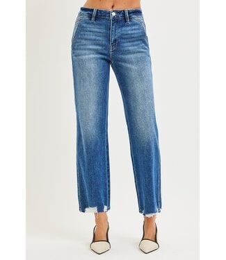 Risen High Rise Ankle Straight Distressed Hem Detail PSA21464