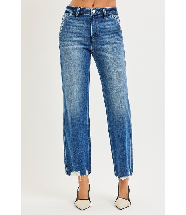 High Rise Ankle Straight Distressed Hem Detail PSA21464