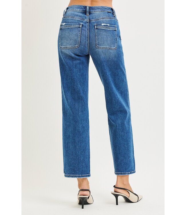 High Rise Ankle Straight Distressed Hem Detail PSA21464