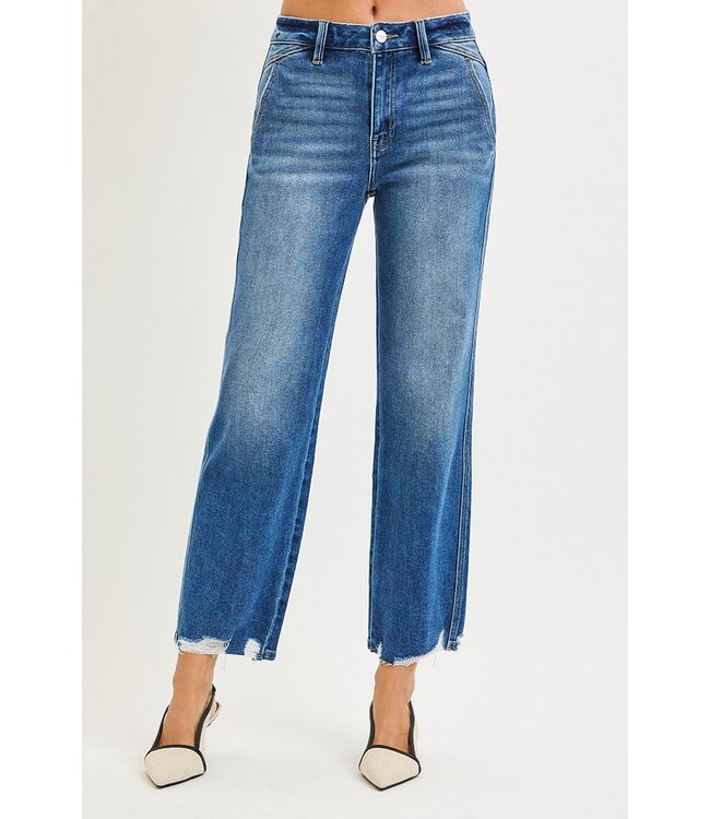 High Rise Ankle Straight Distressed Hem Detail PSA21464