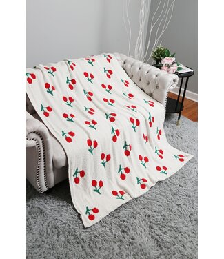 Wona Trading Cherry Patterned Reversible Throw Blanket