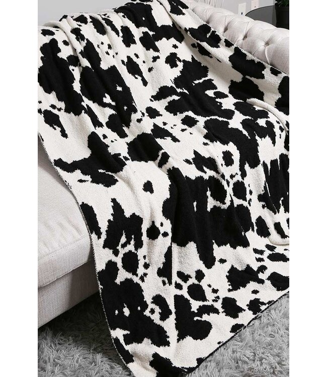 Cow Patterned Reversible Throw Blanket