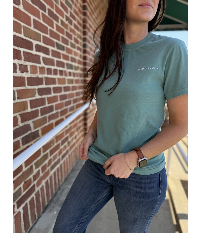 Seafoam Dainty Mama Embroidered Tee