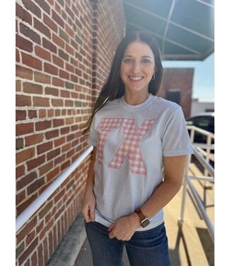 P & PD Tx Pink Gingham State Tee