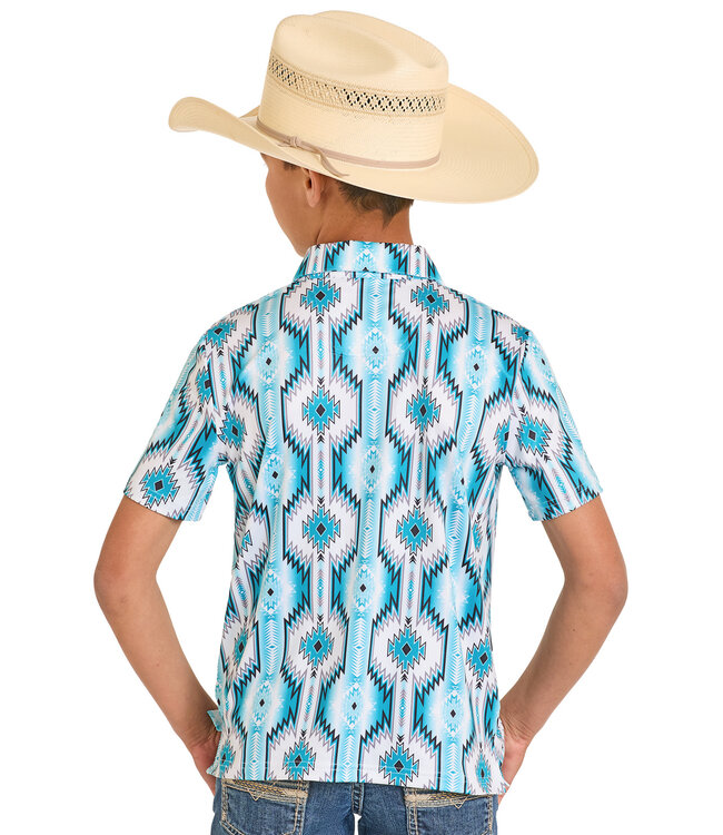 BB51T08355 Boys Charcoal Camo Mesh Polo