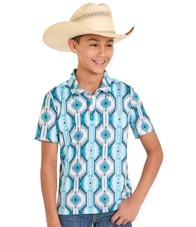 BB51T08355 Boys Charcoal Camo Mesh Polo