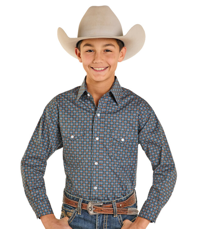 RBN2S07566 Boys LS Snap Indigo