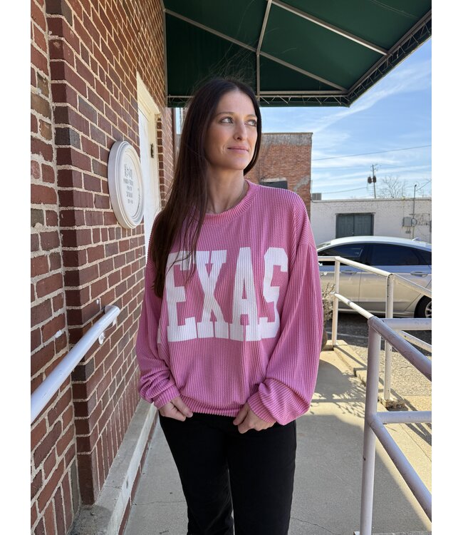 Texas Oversize Crew Sweater Pink