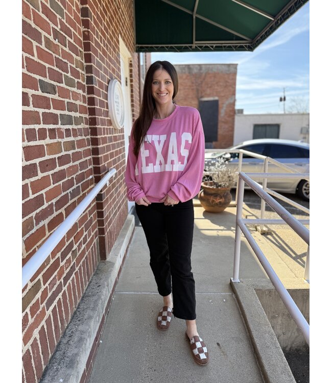 Texas Oversize Crew Sweater Pink
