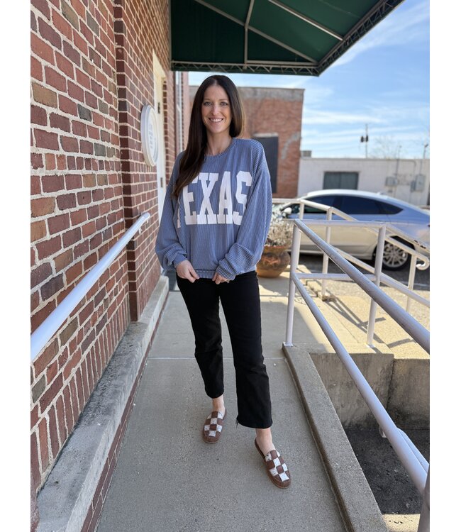 Texas Oversize Crew Sweater Denim Blue
