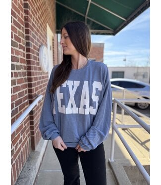Bucketlist Texas Oversize Crew Sweater Denim Blue