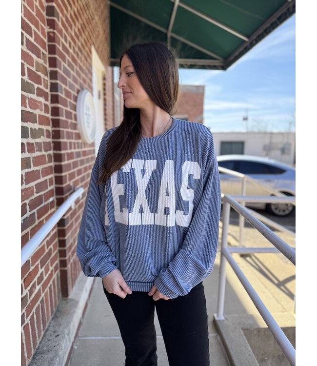 Texas Oversize Crew Sweater Denim Blue