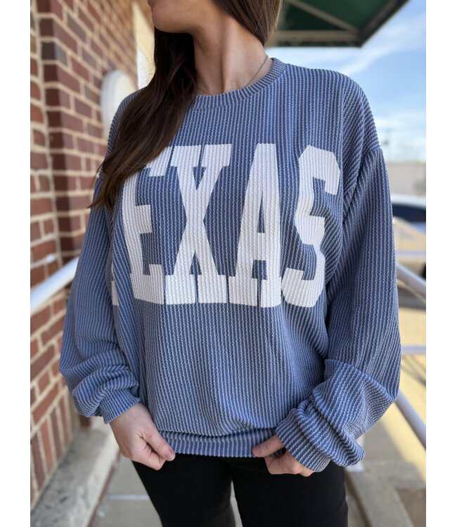 Texas Oversize Crew Sweater Denim Blue