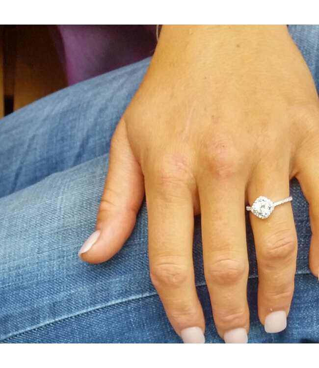 Round CZ Halo Ring Size 6