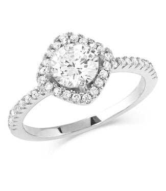Round CZ Halo Ring Size 6