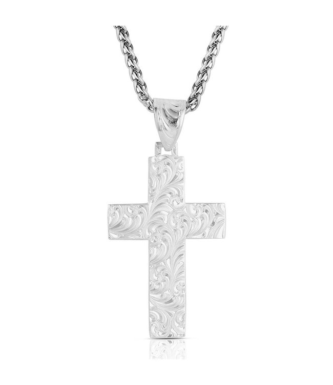 NC6412 NC-Slvr Men's Embossed Cross