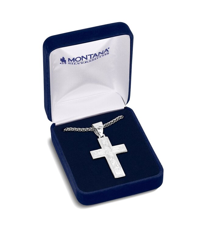NC6412 NC-Slvr Men's Embossed Cross