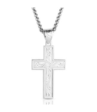 NC6412 NC-Slvr Men's Embossed Cross
