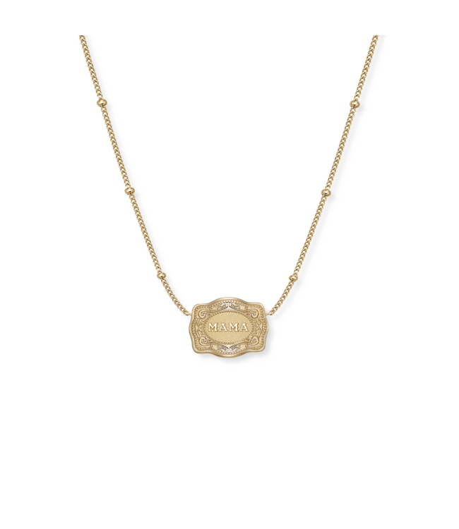 Ultra Mini Buckle Gold Mama Necklace
