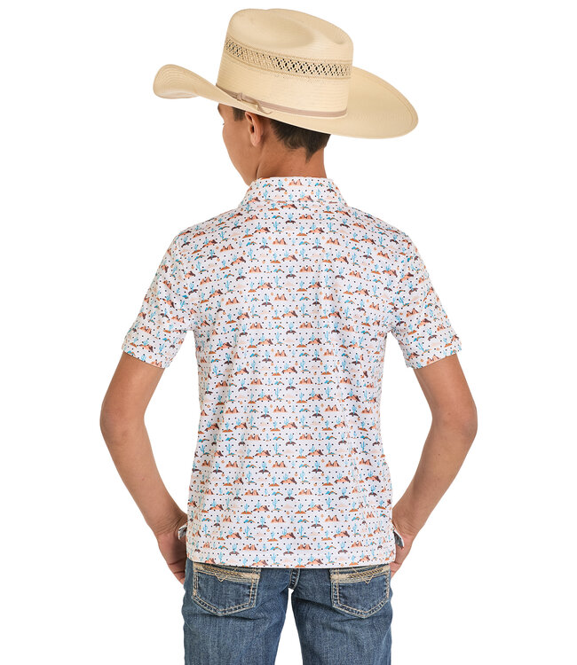 TB51T08203 Boys Snap Polo Turquoise