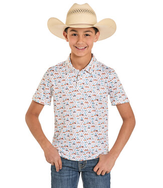 Panhandle Slim TB51T08203 Boys Snap Polo Turquoise