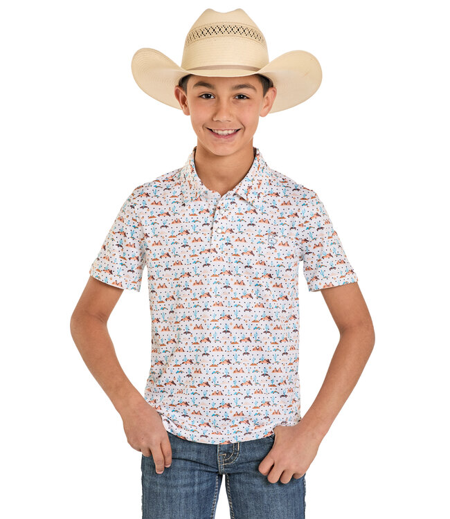 TB51T08203 Boys Snap Polo Turquoise