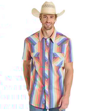 Panhandle Slim BMN3S08325 Orange Vintage Stripe Snap