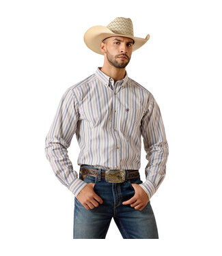 Ariat Intl 10071575 MNS PRO PRYCE FTD LS SHRT WHT STRP