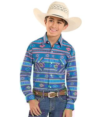 Panhandle Slim PBN2S08153 Boys Teal LS Snap