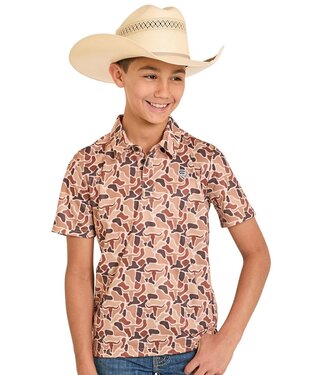 Panhandle Slim BB51T08354 Camel Camo Mesh Polo