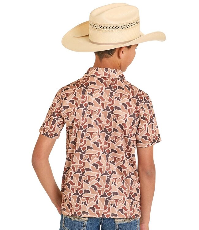 BB51T08354 Camel Camo Mesh Polo