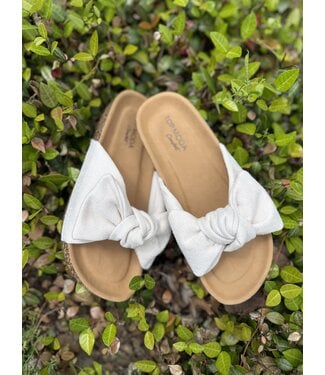 shoe la la Cory Ivory Denim Sandal