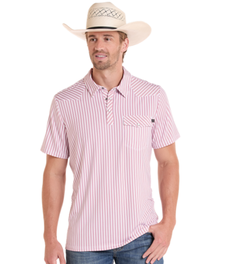 Panhandle Slim BM51T09060 Western Stripe Polo White